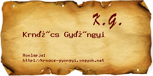 Krnács Gyöngyi névjegykártya