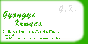 gyongyi krnacs business card